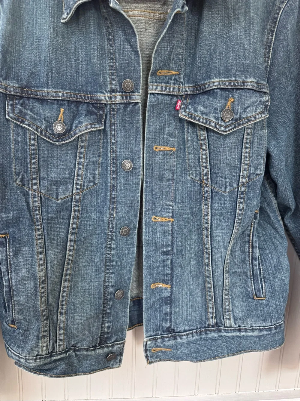 Levi's Blue Denim Trucker Jacket with Red Tab